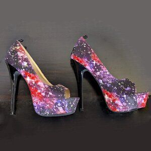 Shoe Dazzle Open Toe Slip on Stiletto High Heel Platform pumps Size 9